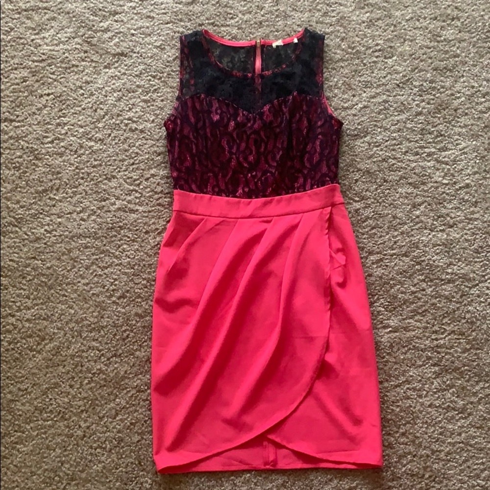 Pink and black lace dress